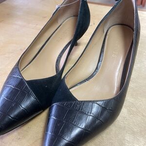 Talbots Black Croc-Embossed Heels